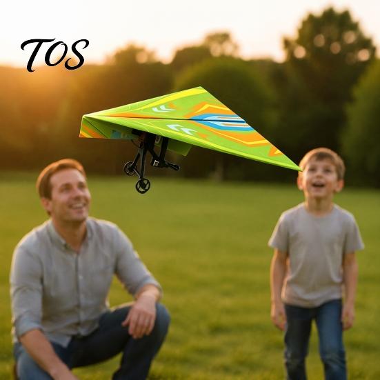 Assembled Plane Set Remote Control Paper Airplane Kit, with Gyro Stabilizer, Dual Propellers, DIY Electric Easy to Fly Aircraft Toy RC Set,