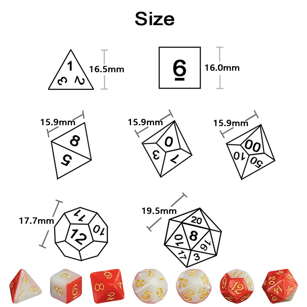 DND Dice Set 7pcs Splic Colors Polyhedral Game Dice with Tube for Entertainment Funny Party Board Games