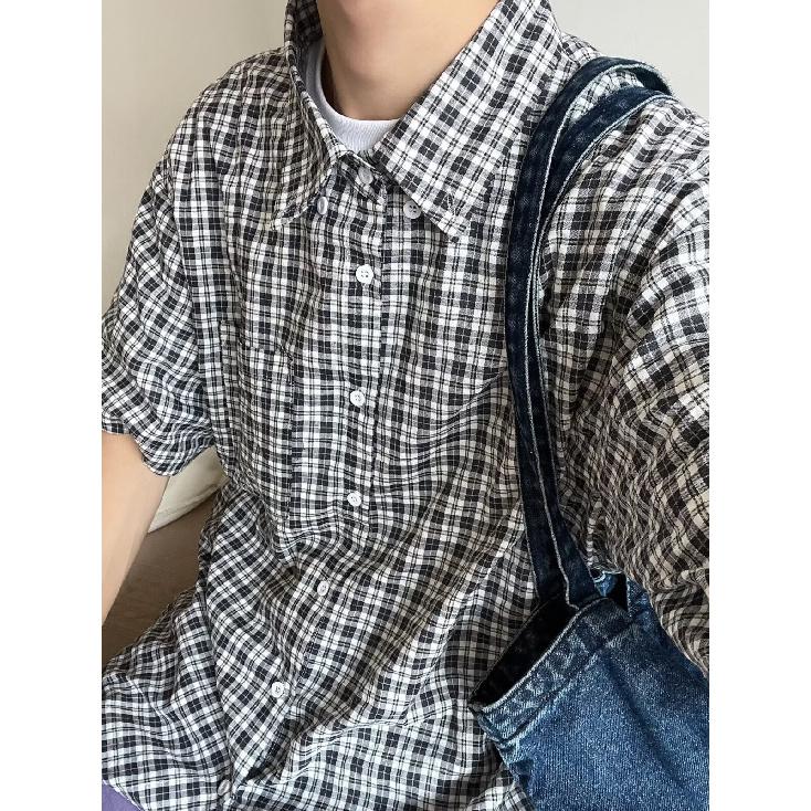 Мужская летняя рубашка с коротким рукавом, мужская ретро свободная повседневная рубашка с рукавом пять четвертей, модная брендовая рубашка для верхней одежды