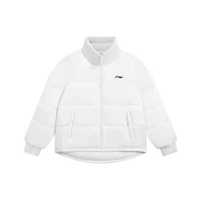 Li Ning Fitness Series FW22 пуховик с вышитым логотипом и воротником-стойкой, женская верхняя одежда, белый цвет AYMS268-1-YC