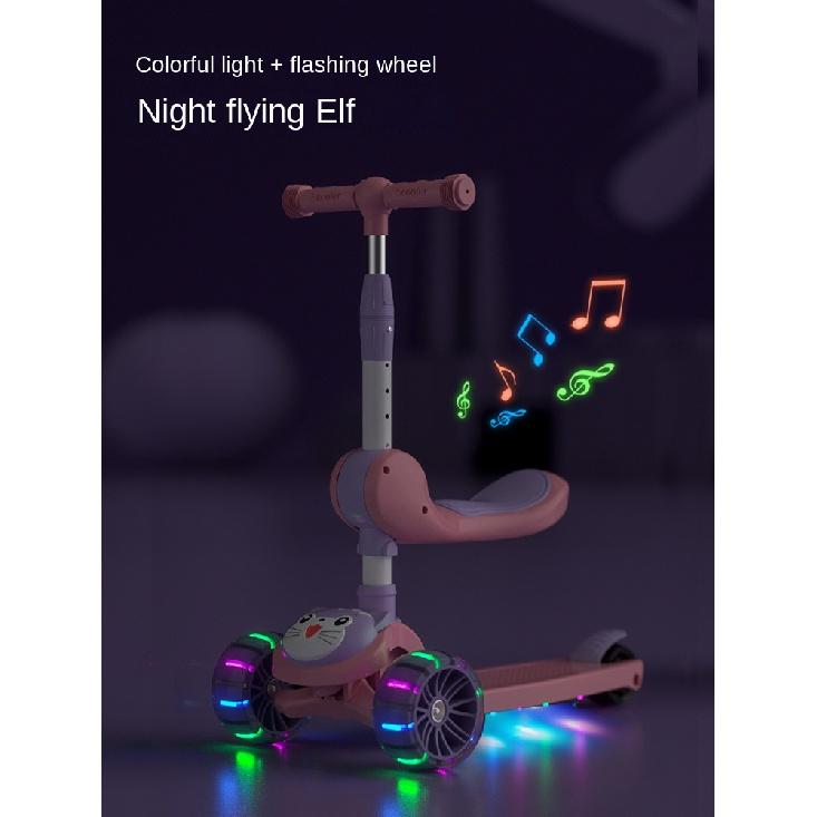 Велосипедный городской детский самокат 3 в 1, детский самокат, бесшумный самокат с музыкальным светом, 3-колесный самокат, детская игрушка