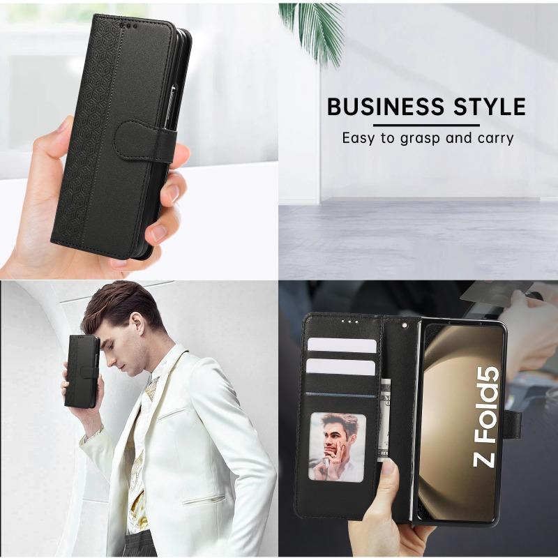 Кожаный чехол-книжка для Samsung Galaxy Z Fold 7 6 5 4 3 5G Fold7 Fold6 Fold5 Кошелек с держателем для карт Защитный чехол