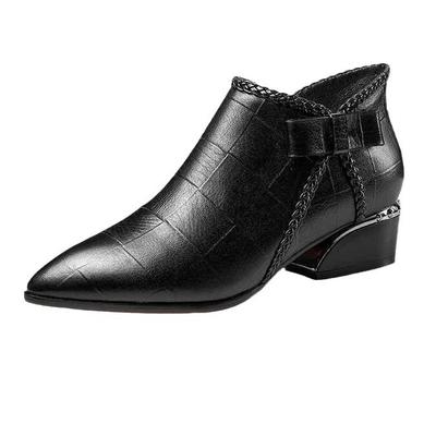 Amazon продает новые модные короткие ботильоны с острым носком и средним каблуком для женской осени и зимы, больших размеров, на толстом каблуке, ботинки Мартин.