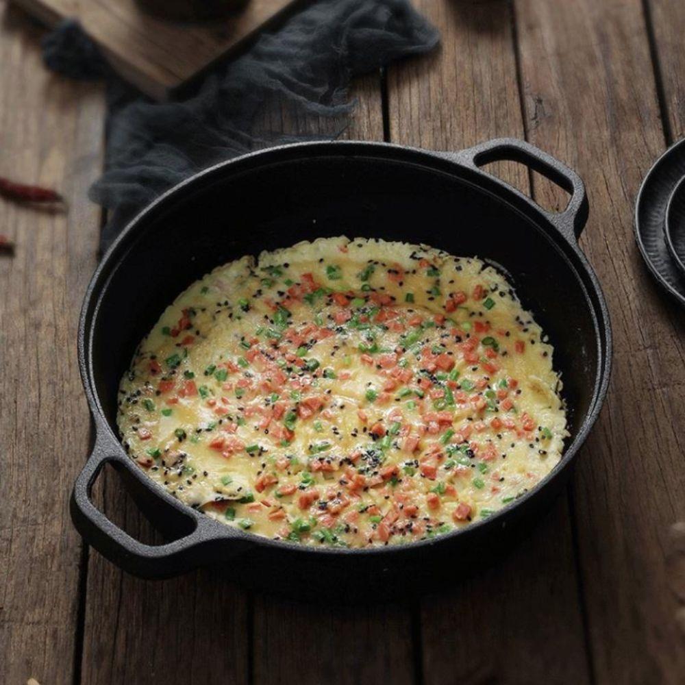 Сковорода чугунная с антипригарным покрытием Вок без покрытия Кухонная посуда Сковорода для жарки на сильном огне Открытый