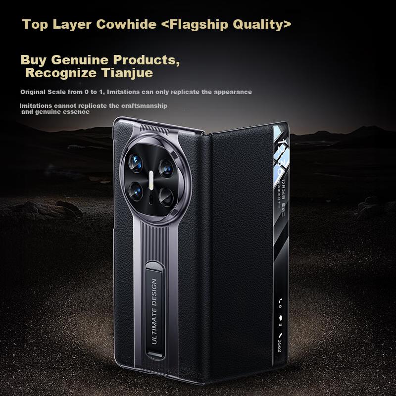 Top Layer LeatherHuawei Mate X6 Phone Case Huawei X6 Folding Screen Smart Flip Leather Case with Built-in Stand Full Coverage Anti-