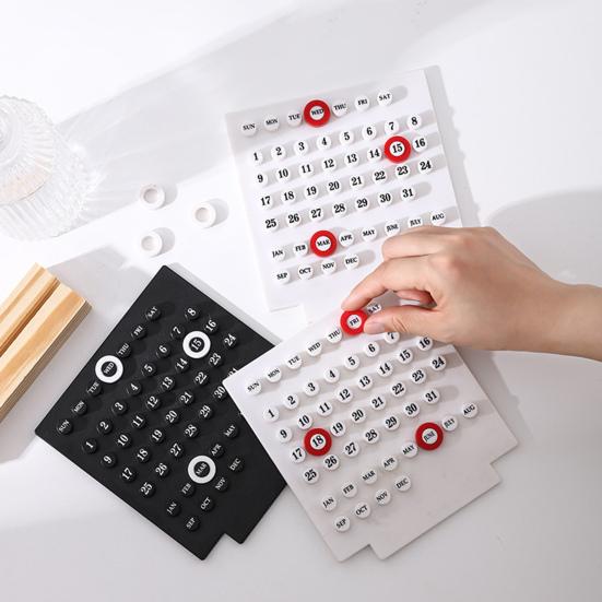 Креативный деревянный календарь с орнаментом в виде круга на 2024 год. Ежегодный календарь. Настольный календарь. Персонализированное украшение для офисного рабочего стола. Реквизит для фотографий.