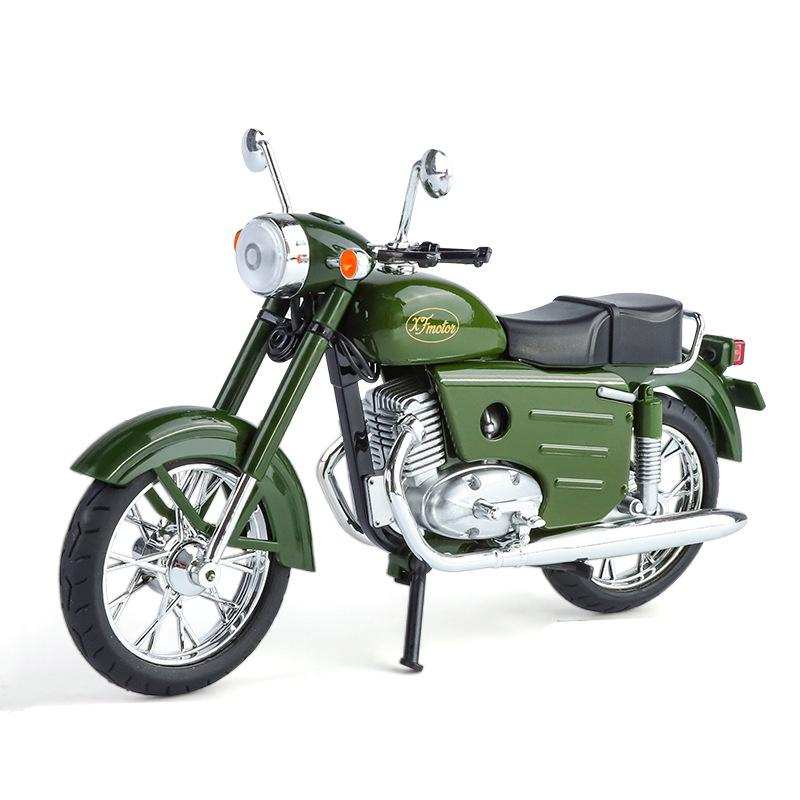 1/10 Jawa 250 Сплав Классическая Ретро Модель Мотоцикла Литье под Давлением Металл Дорожный Мотоцикл Модель Симуляция Звука и Света Детская Игрушка Подарок