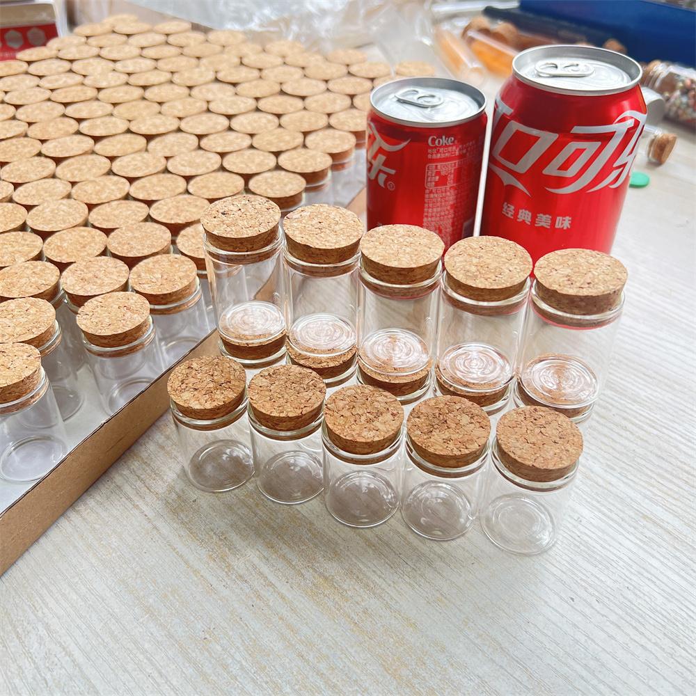 20/30/100 PCS 15ml Straight Mouth Glass Bottles Cork Multi-Use Mini Vials Beach Weddings Spice Display Romantic Decor DIY Gifts