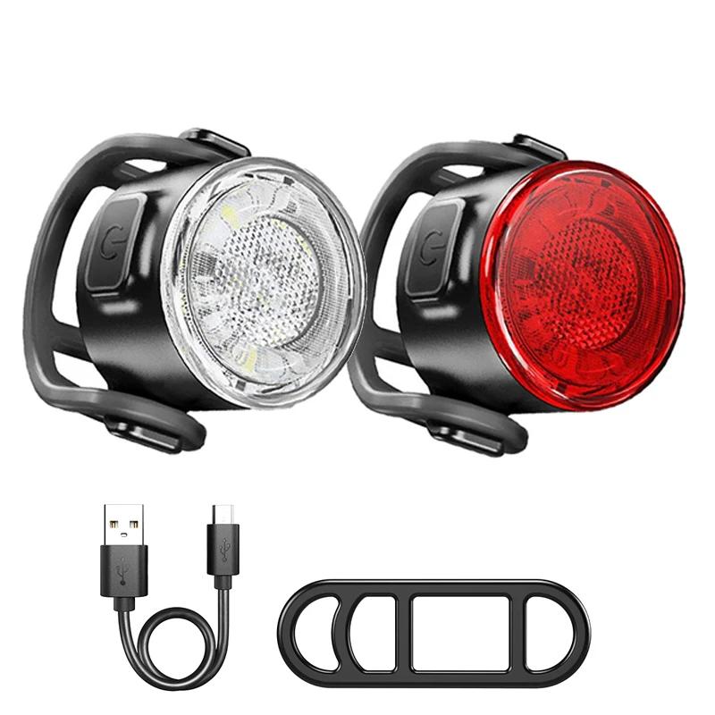 USB Rechargeable Bike Light Mini Warning Taillight LED Waterproof Highlight Riding Taillight Front Rear Bicycle Lamp Headlights