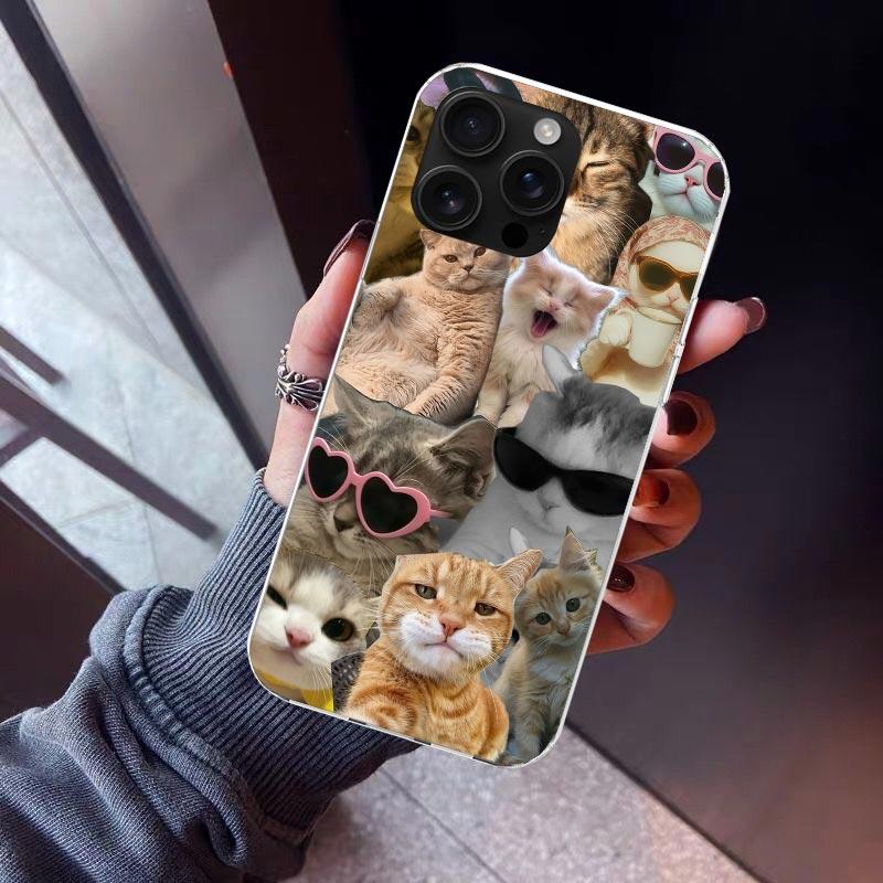 Crying Cat Memes Phone Case For iPhone 17 Air 16 15 Pro Max 14 Plus 13 Mini 12 11 Cover 7 8 SE Silicone Shell Print Fundas 17 Ai
