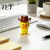Fun Office Desk Toys Angry Duck Figurine, 3D Printed Yellow Decoration with Cowboy Humorous Home Accents Hat, Little Animal Ornament for Desktop,