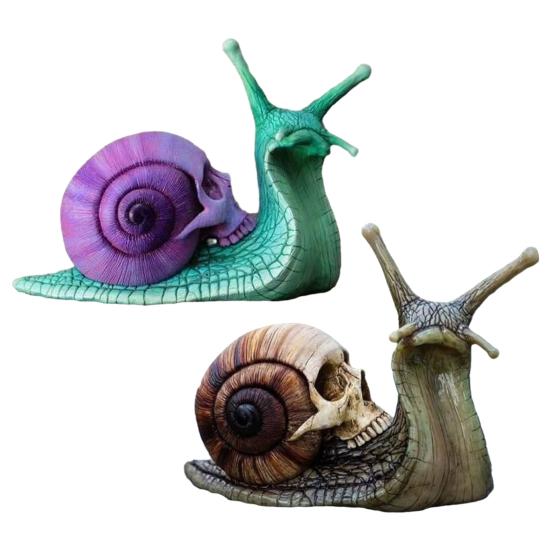 Садовая статуя улитки-черепа, Хэллоуинская скульптура улитки-черепа из смолы, готическая улитка-скелет, украшение для патио, газона, дома, офисного стола