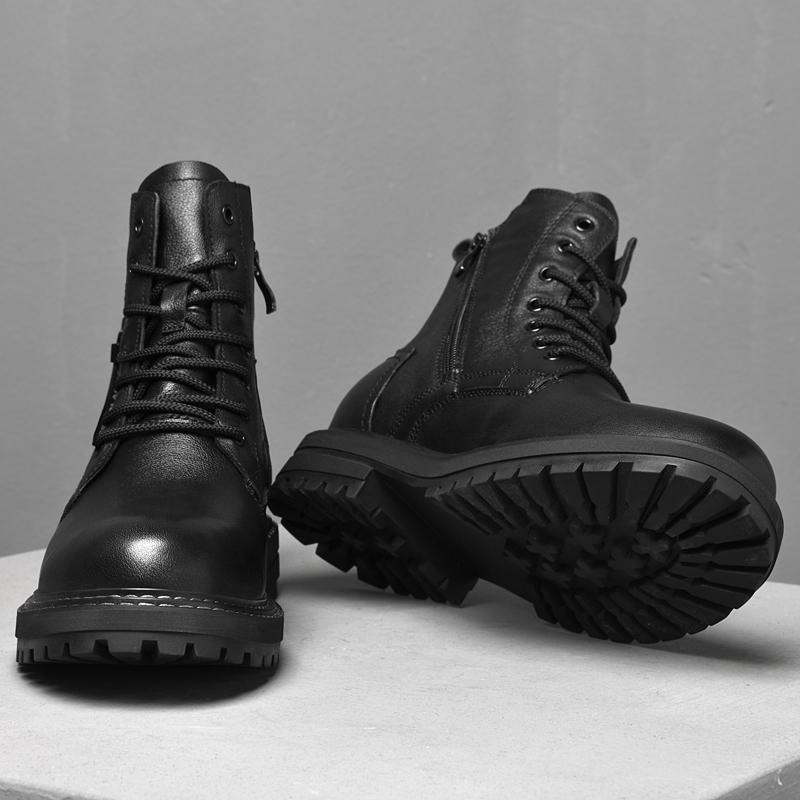 Повседневные ботинки из натуральной кожи для мужчин, зимние ботинки класса люкс, высококачественные нескользящие ботинки по щиколотку для мотоциклов и лодок
