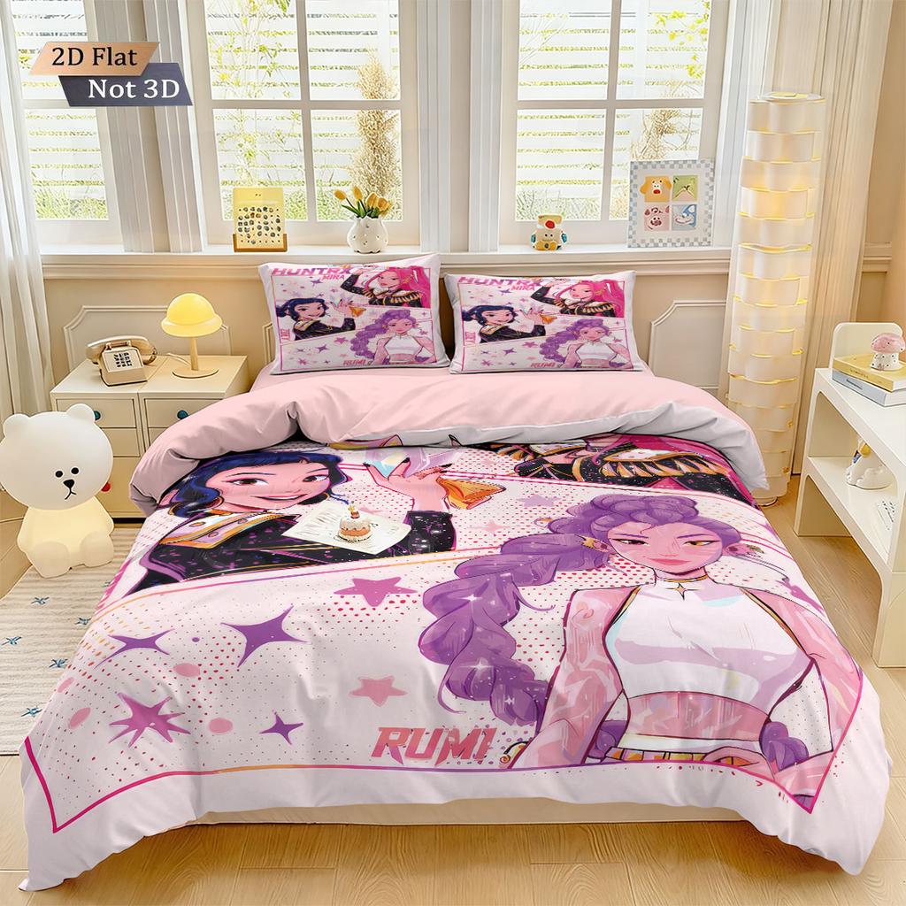 3pcsK-Pop Demon Hunters printed coreless down duvet cover set multi size bedroom bedding holiday decoration machine washable