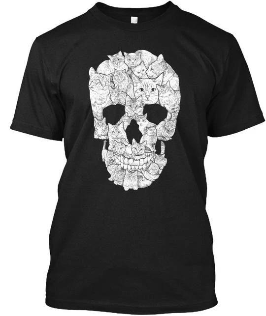 Sketchy Cat Skull T shirt Made in the USA Size S to 5XL