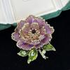 Chinese Style Flower Brooches Luxury Enamel Large Flower Enamel Pin Peony Brooch Pins  Women
