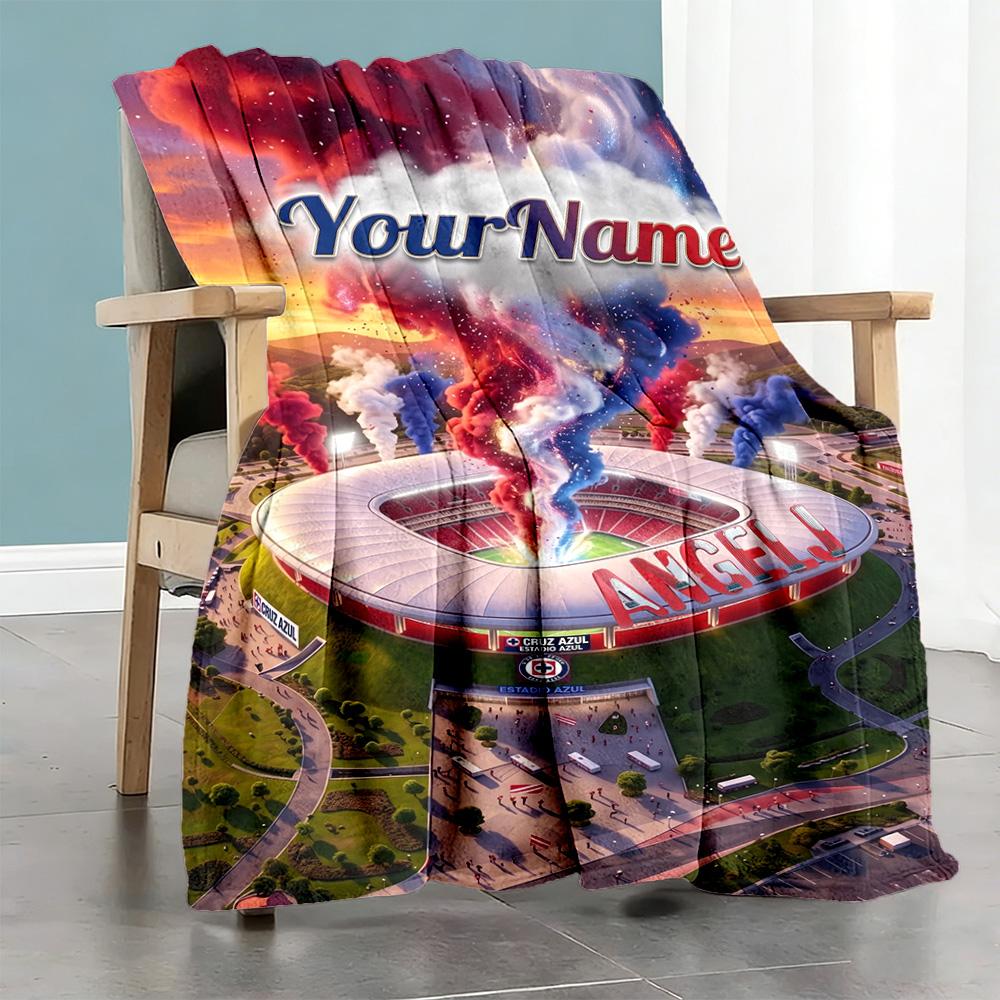 Atletico Madrid Customize Your Name Blanket Cozy Customizable Blanket Comfortable Versatile for Couch Seaside Livingroom Bedding Ideal for All Seasons