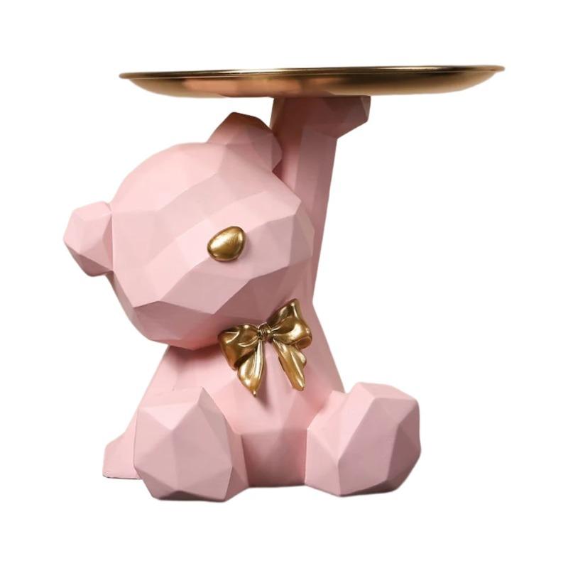 Storage Sculpture Entrance Crafts Geometric Bear Resin Desk Decoration Candy Sundries Household Supplies for Office Coffee Shop