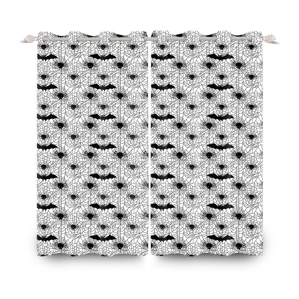 2 шт./набор Ужасы Хэллоуин Оконная занавеска Летучая мышь Паук Тыква Привидение Дом с привидениями Домашний декор Затемняющие шторы из полиэстеровой ткани