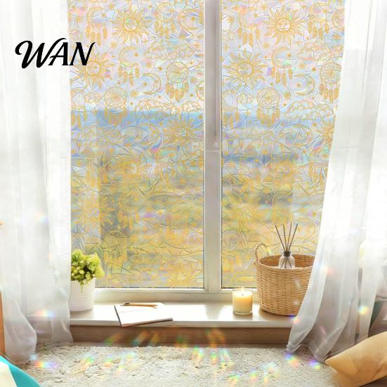 Decorative Window Film Rainbow Privacy Film, Stained Glass Pattern Sticker, Static Sunlight Reflecting Sticker Cling, Sun Blocking Reusable Decals for