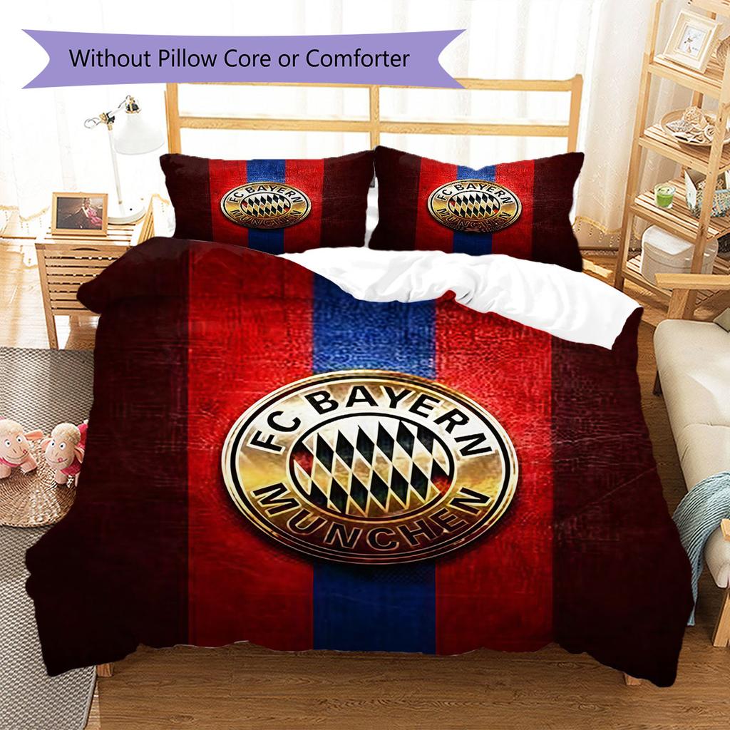 FC Bayern Munchen Pattern Bedding,Quilt Set Quilt Cover Pillowcase Home Birthday Gift(1 * duvet cover + 2 * pillowcase, without core)