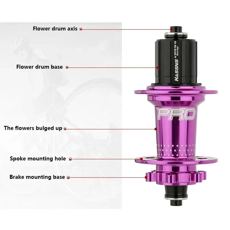 Втулка HASSNS PRO7 для MTB, 32 36 отверстий, на подшипниках, велосипедная, freehub, задняя, с эксцентриком, 32H 36H, четыре подшипника, 7 8 9 10 11 12 скоростей, 6 зацепов