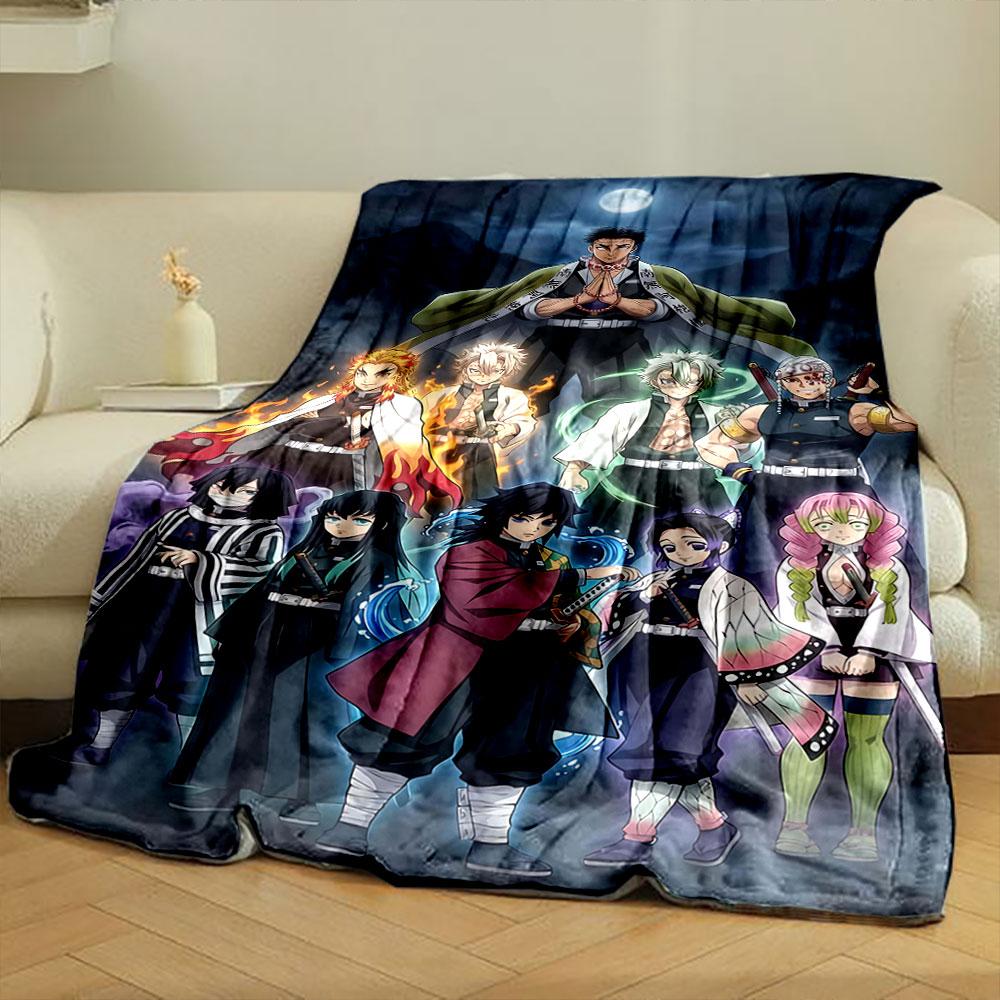 A group of characters with diverse outfits and elemental-themed effects. for all seasons blanket lunch break throw gift