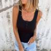 Women Vest U-Neck Sleeveless Button Down Camisole Blouse Slim Fit Basic Tank Tops Beach Office Party Wear