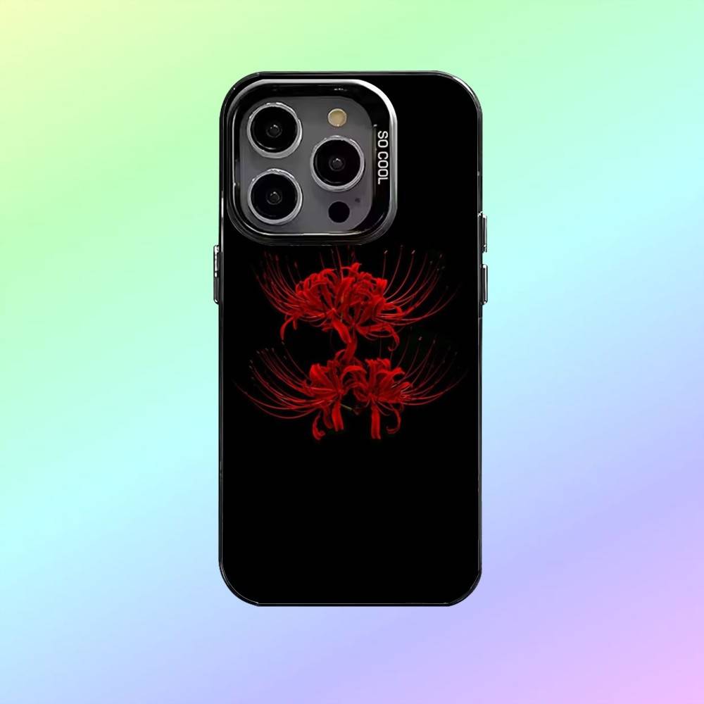 Чехол для телефона Красный Паучий Лилия Для iPhone17,16,15,14,13,12,11 Plus,Pro Max Черный Конфетный Матовый Ударопрочный Чехол