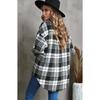Autumn and Winter Women's Plaid Shirt Jacket Lapel Single-breasted Shirt Commuter Loose Plaid Tweed Jacket