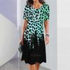 Женская мини-юбка с леопардовым принтом, модные летние платья до колена, уличные элегантные игривые платья 2023 года с круглым вырезом, женские топы, пуловеры