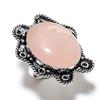Rose Quartz Gemstone Handmade 925 Sterling Silver Jewelry Ring Size 10 O3l21