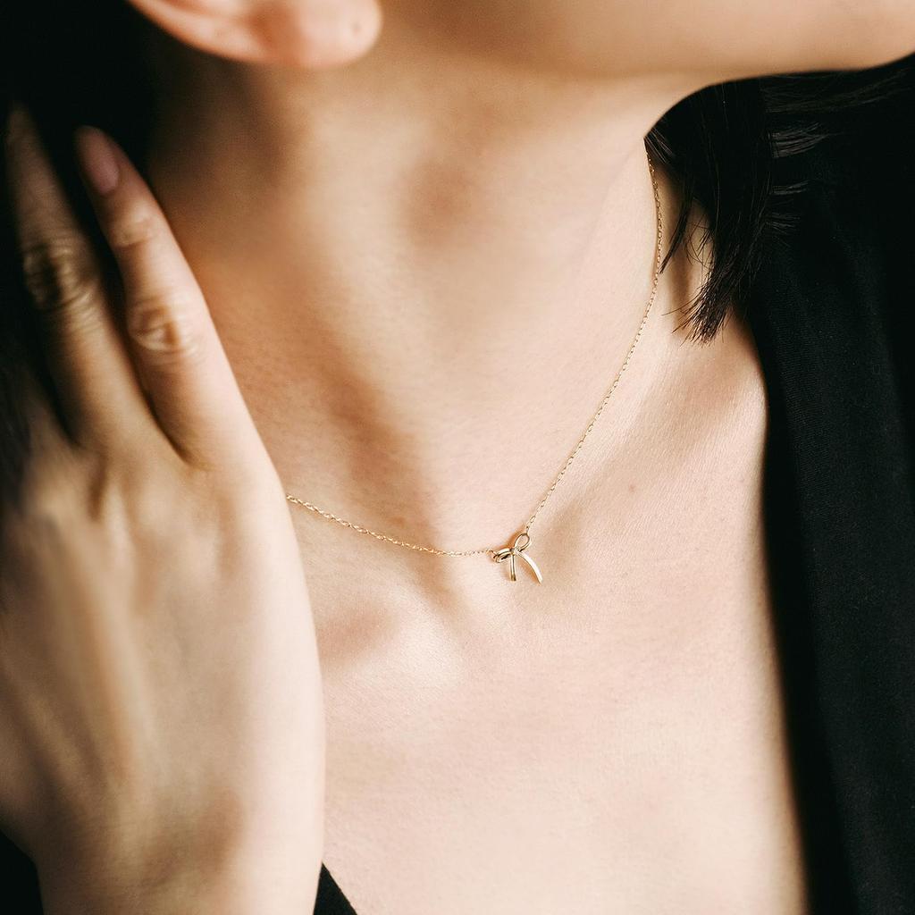 Ленточное ожерелье с бриллиантами, розовым золотом, апрельским камнем, 10-каратным золотом [Shinyo] для женщин