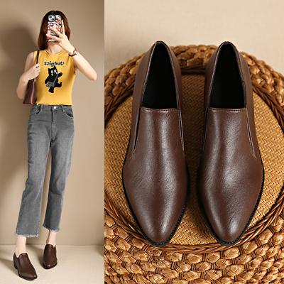 Французские ретро туфли-лодочки с острым носком, темпераментные, с глубоким вырезом, на толстом каблуке, из маленькой кожи, женские, на весну и осень 2025 года, на среднем каблуке, из мягкой кожи, на мягкой подошве, одна п