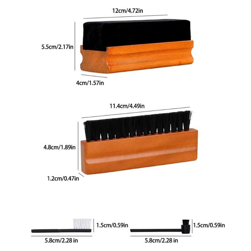 Professional Turntable Record Cleaner Brush, Soft Velvet, AntiStatic, Wood Grip Dust Remover Cleaning Liquid,Dust