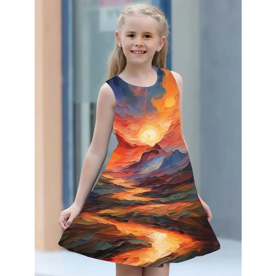 Платья для девочек от 4 до 14 лет, детское платье без рукавов с 3D принтом бабочек и животных, дышащая одежда с цифровым рисунком
