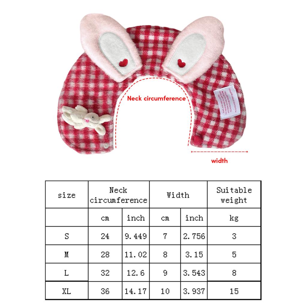 Cute Plush Rabbit Ear Decor Pet Cloak Lattice Pattern Festival Saliva Towel Puppy Kitten Collars Adjustable Pet Scarf