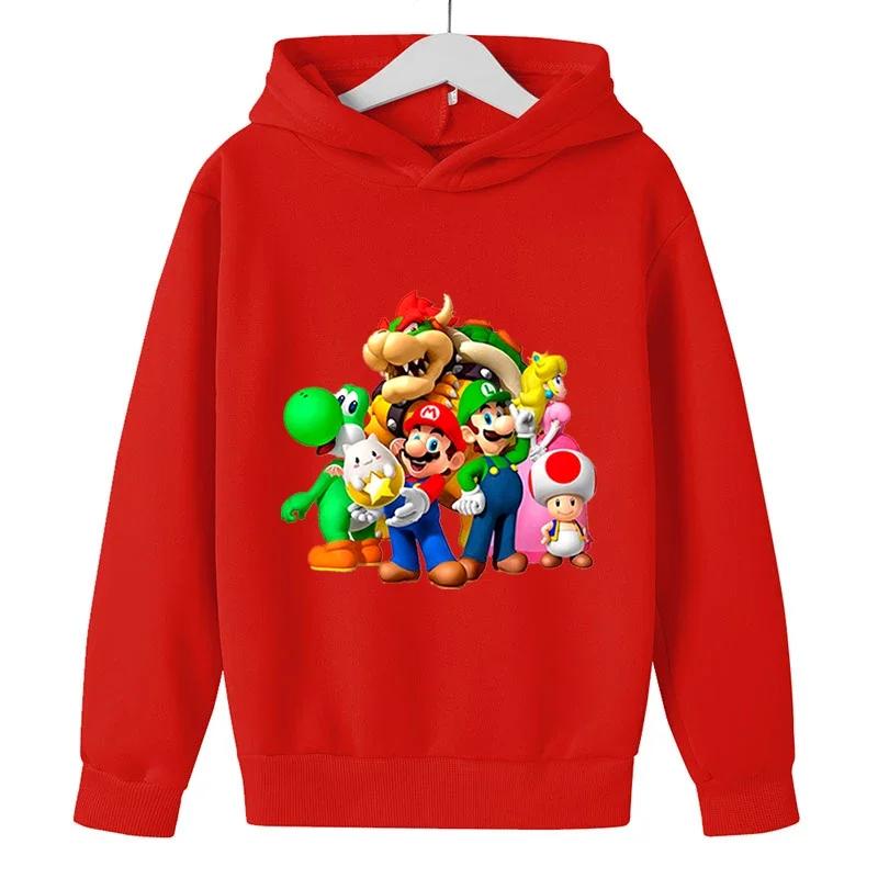 MINISO Толстовки с капюшоном для девочек Game Mario bros для детей, для малышей, для детей, с героями мультфильмов, для весны, для детей, с длинными рукавами, с принтом, для осени, для мальчиков, пуловеры