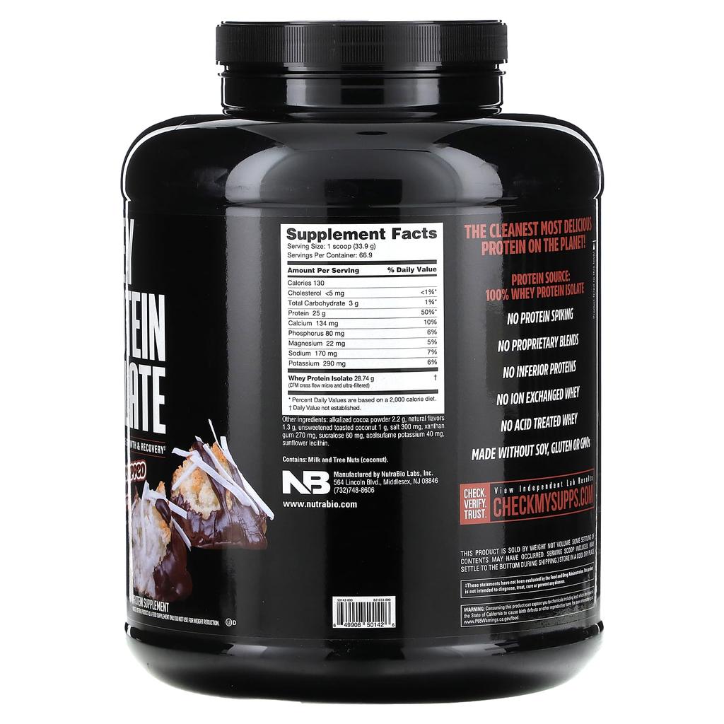 NutraBio Whey Protein Isolate, Chocolate Drip Macaron, 2,268 G (5 Lb)