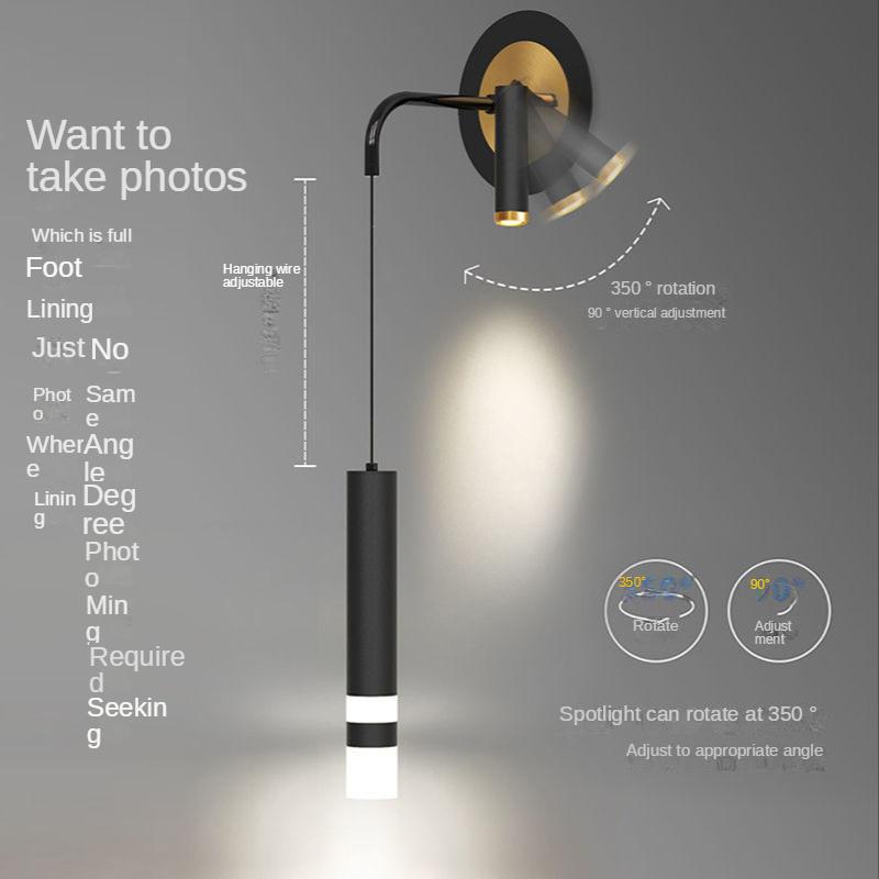 Настенный светильник поставляется с прожектором для гостиной. Настенный светильник. Креативная подвесная линия. Современный минималистичный свет. Роскошное освещение. Прикроватная лампа для спальни.