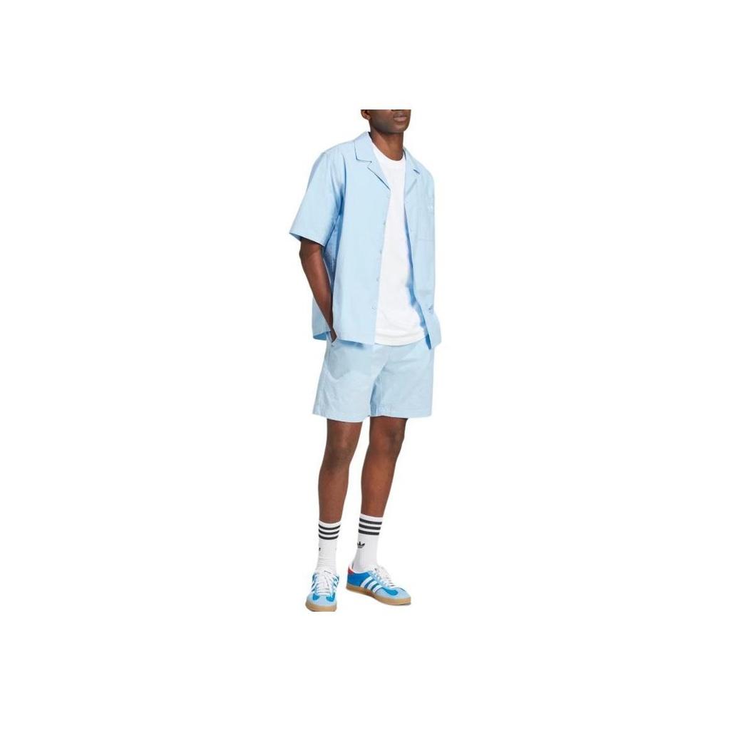 adidas Оригинальная рубашка с логотипом Originals, однобортная, с коротким рукавом, мужская, рубашки, небесно-голубая, JD2457