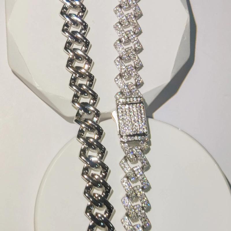 Ширина 14 мм Ледяная Кубинская Цепь с Кубическим Цирконием 2 Ряда Miami Cuban Link Ожерелье для Рэпера Мужское Ожерелье Хип-Хоп Украшения
