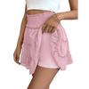 Women's Comfortable Casual Vacation Style Pleated Lotus Leaf Skirt Solid Color Elastic Waist Anti Glare Half Skirt for Women