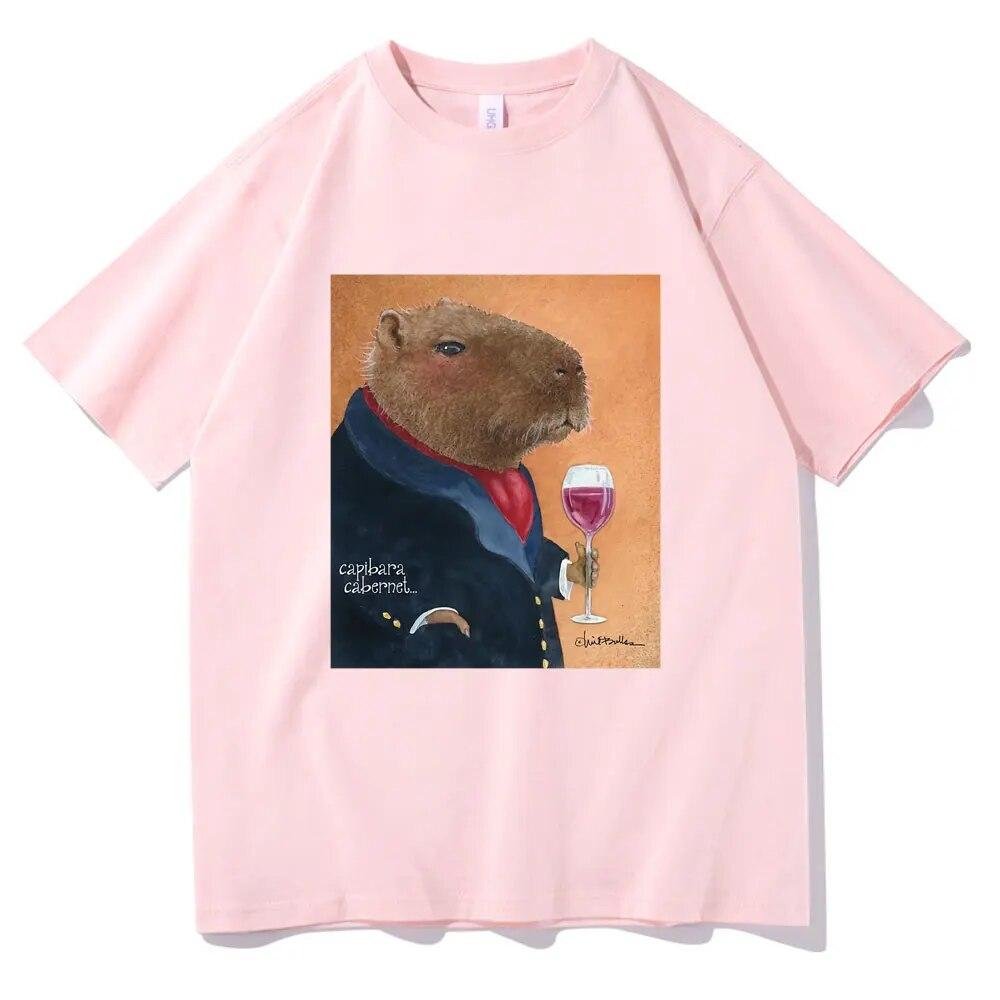 Футболка Will Bullas, забавная футболка с принтом Капибара и Каберне, унисекс, женская мода, милая футболка в стиле Харадзюку, унисекс, повседневная забавная футболка