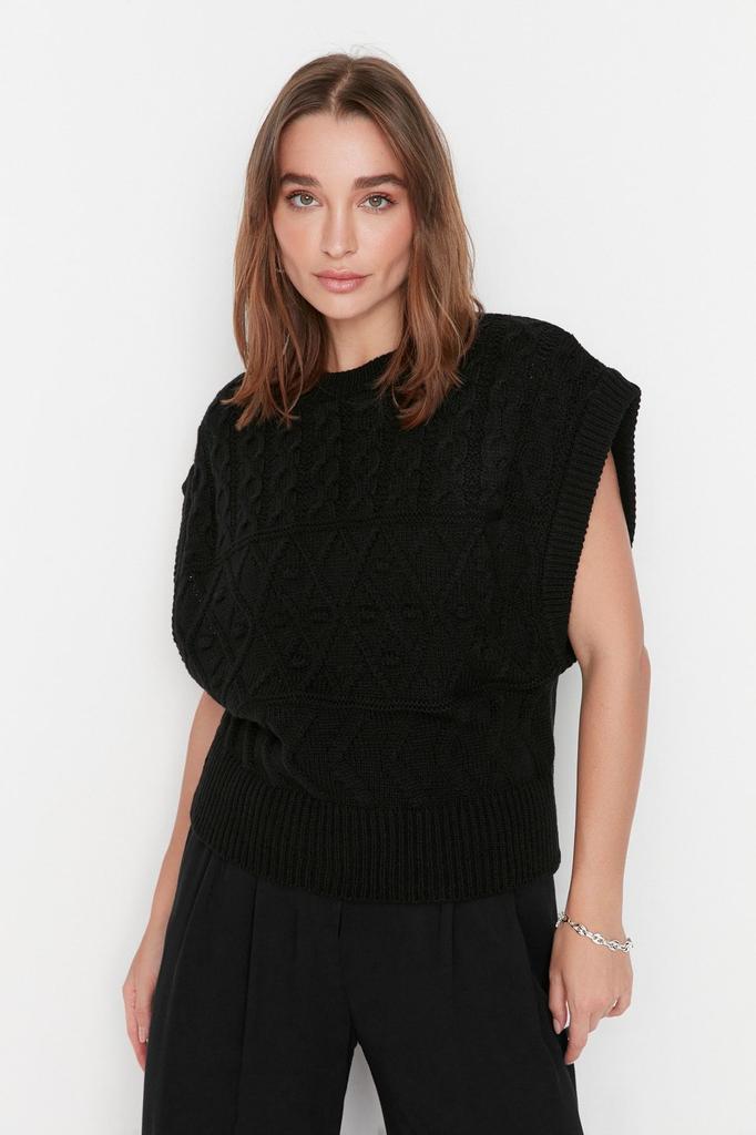 Женский модный стильный свитер с каменным узором и круглым вырезом, трикотажный свитер