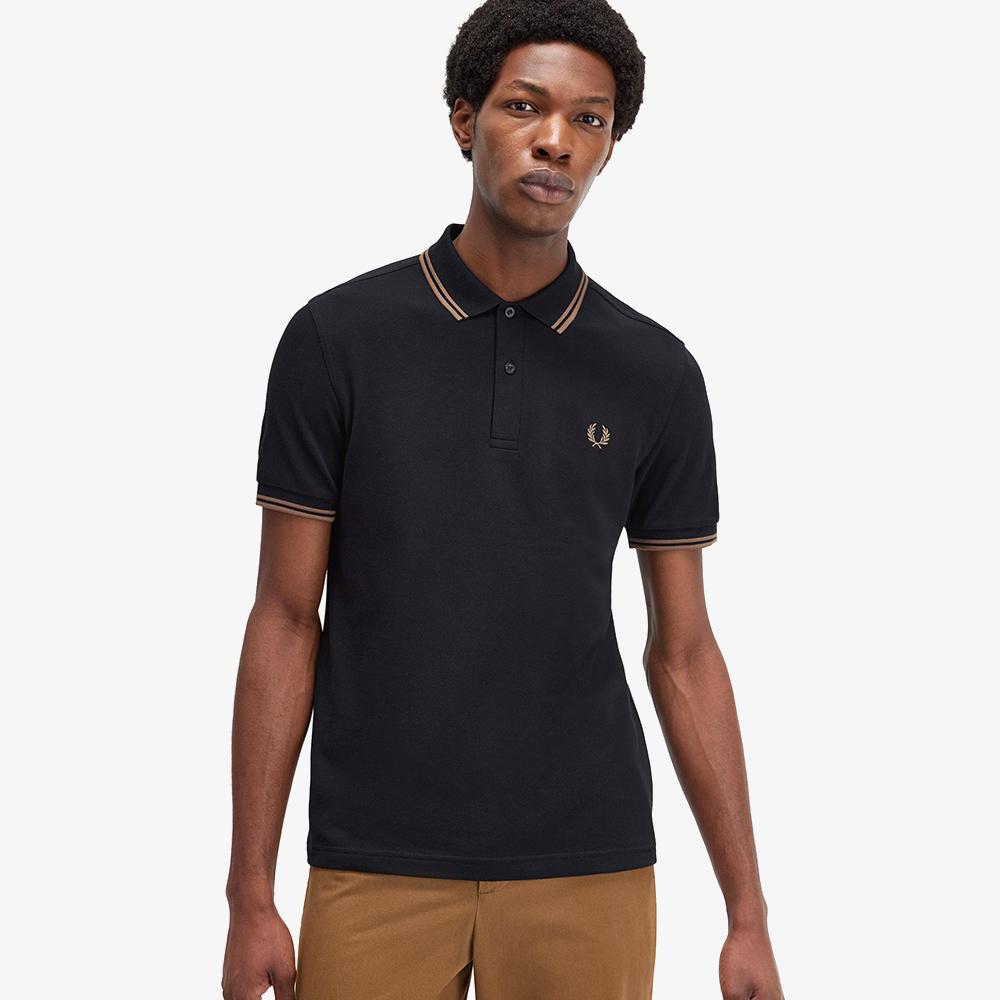 FRED PERRY [M3600] Twin Tip Fred Perry Shirt - Black/Shaded Stone Afpm2433600-Q27