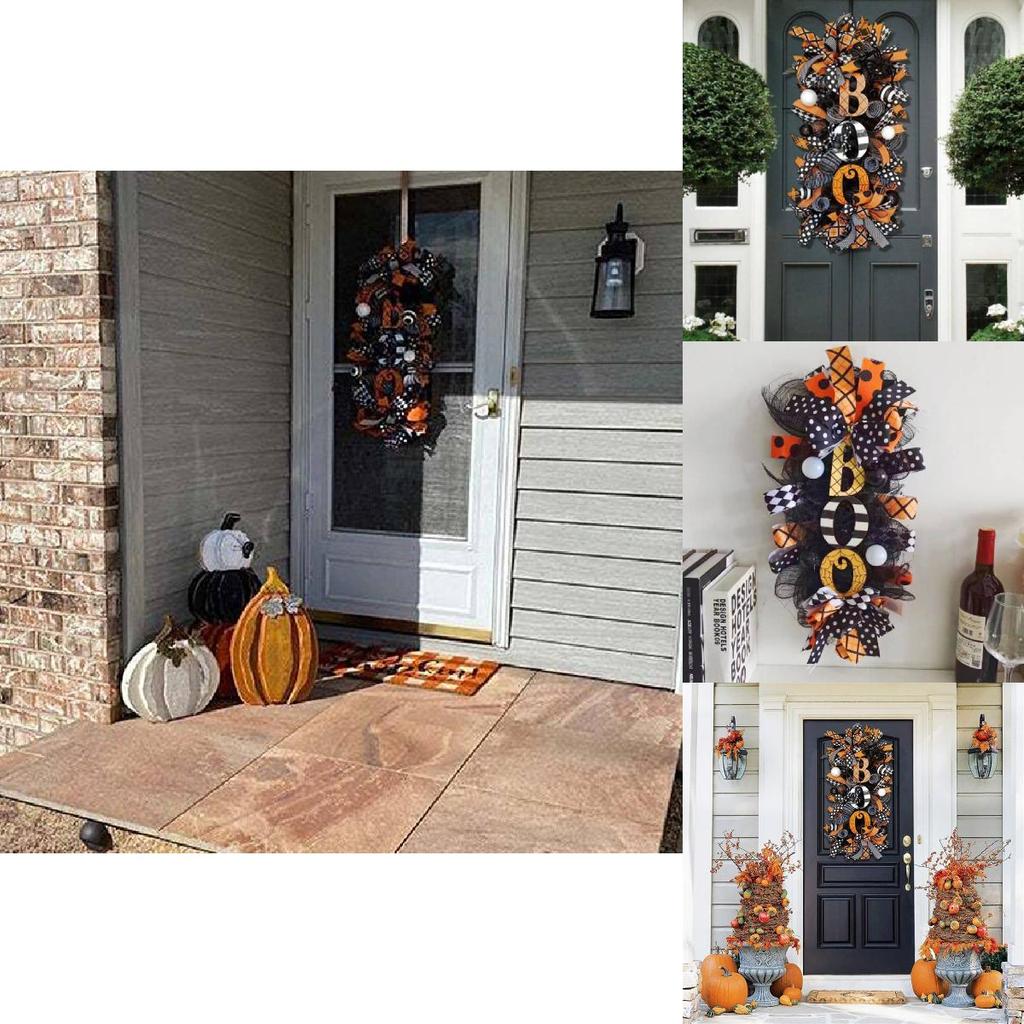Spooky Pumpkin Halloween Wreath Door Hanging Decorative Courtyard Ornament