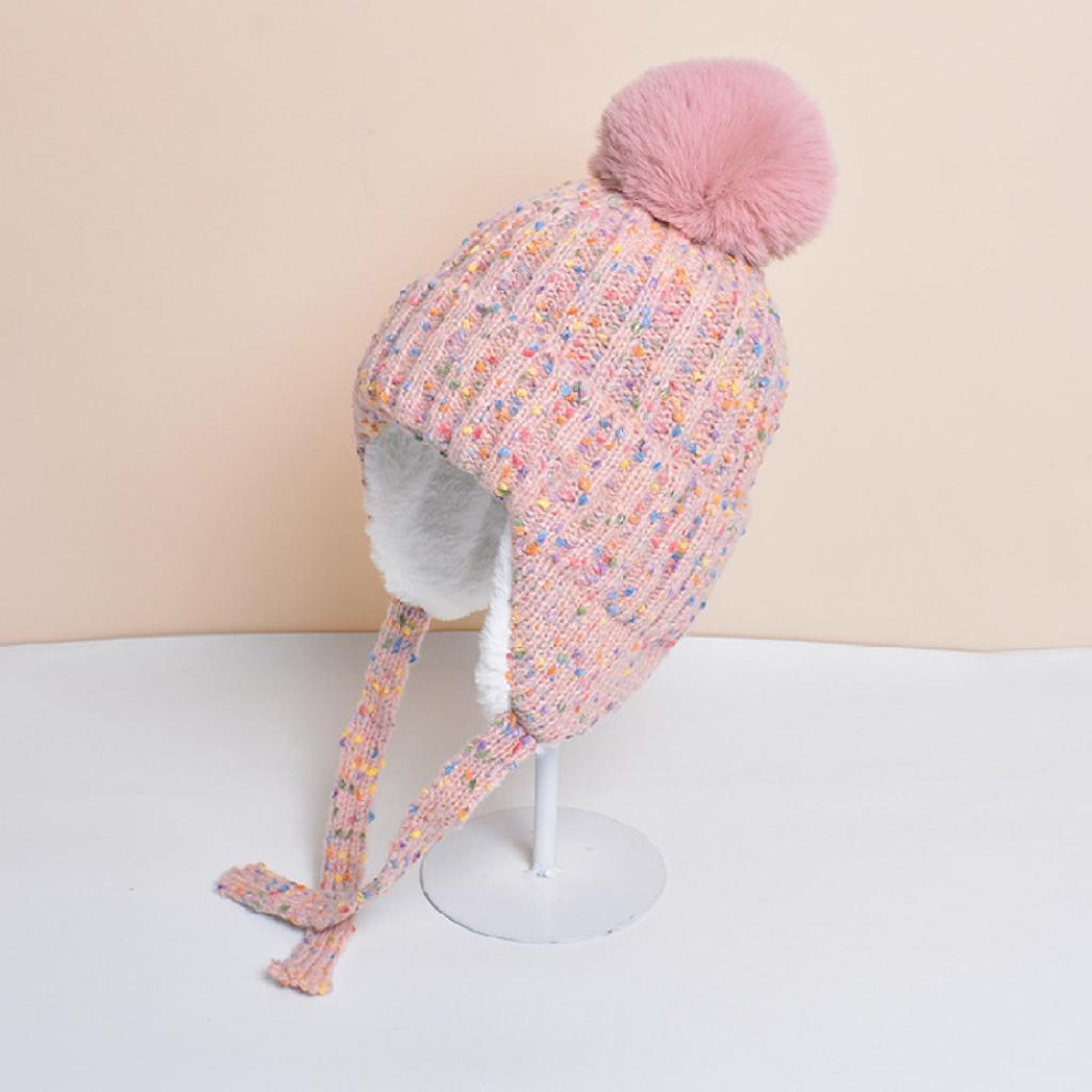 Женская зимняя шапка, вязаная шапка-ушанка, шапка-чулок с ушками, уличная теплая меховая шапка