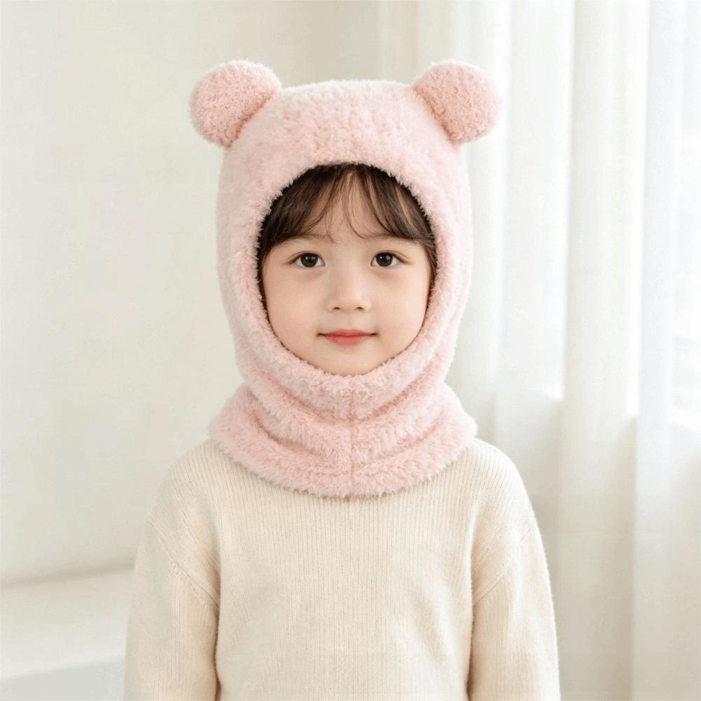 Warm Lining Scarf Mask Integrated Hat Bear Kids Balaclava Hat Autumn and Winter