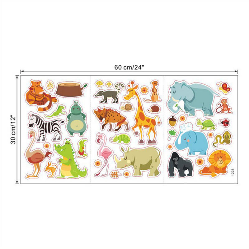 Животные Наклейки на стену для детей Детский домашний постер Обезьяна слон Лошадь Наклейки на стену